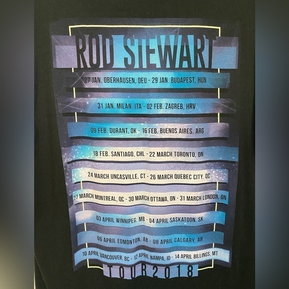 NWOT Rod Stewart 2018 Concert Tour T  Shirt Adult LG - Picture 9 of 10